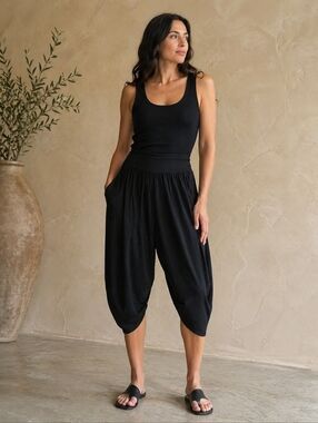 Black Women's Draped Harem Pants